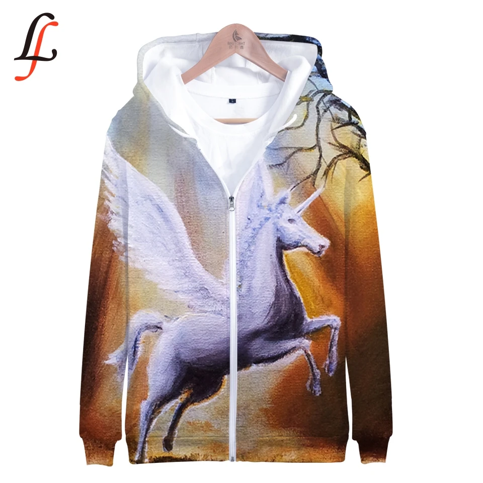 Unicorn 3D Harajuku K Pop Zipper up Hoodies Sweatshirts harajuku Sweatshirt Tops Casual Pullover Streetwear Moletom 2019 |