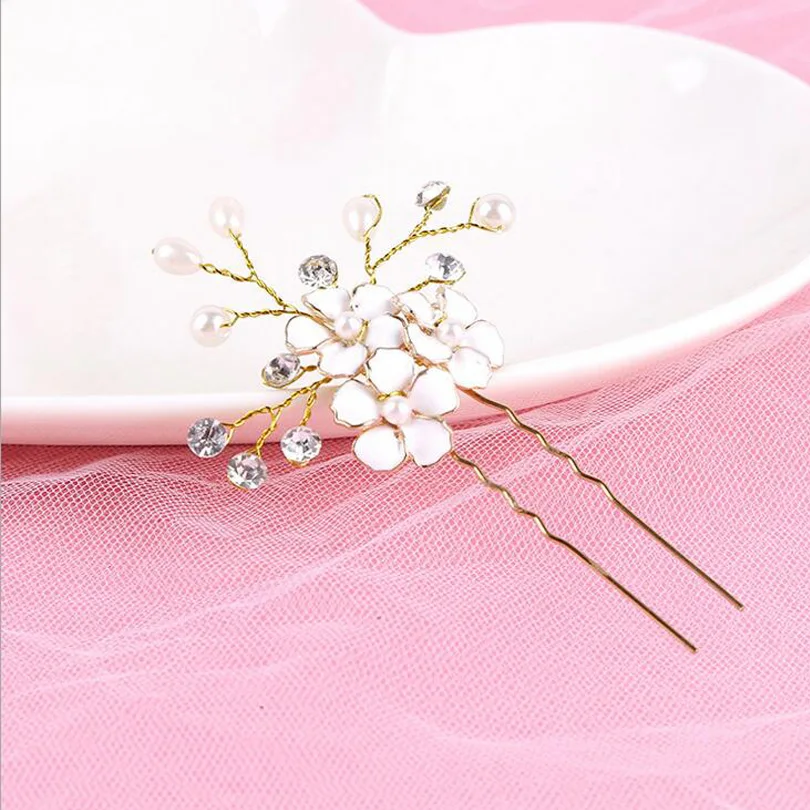 1 шт. золотые свадебные жемчужные заколки для волос с цветком подружки невесты