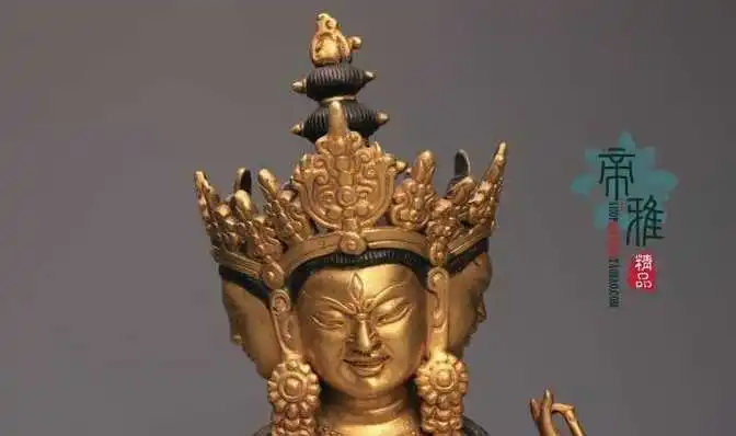 Tibet Copper 24K Gold Gild Three Head Eight Arm Kwan-yin Guanyin Buddha Statue | Дом и сад