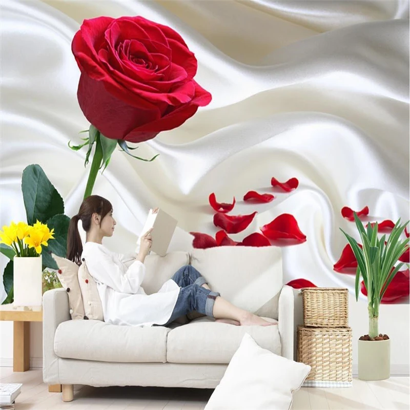 Фотообои beibehang на заказ настенные 3D обои с лепестками шелковых роз|3d wallpaper|photo