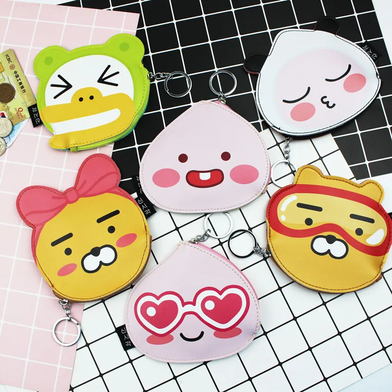 10 шт./партия Корейский мультфильм Ryan Bear персиковый Кошелек для монет на молнии Кошелек хранилище чехол Брелок Дети подарки на день рождения вечерние