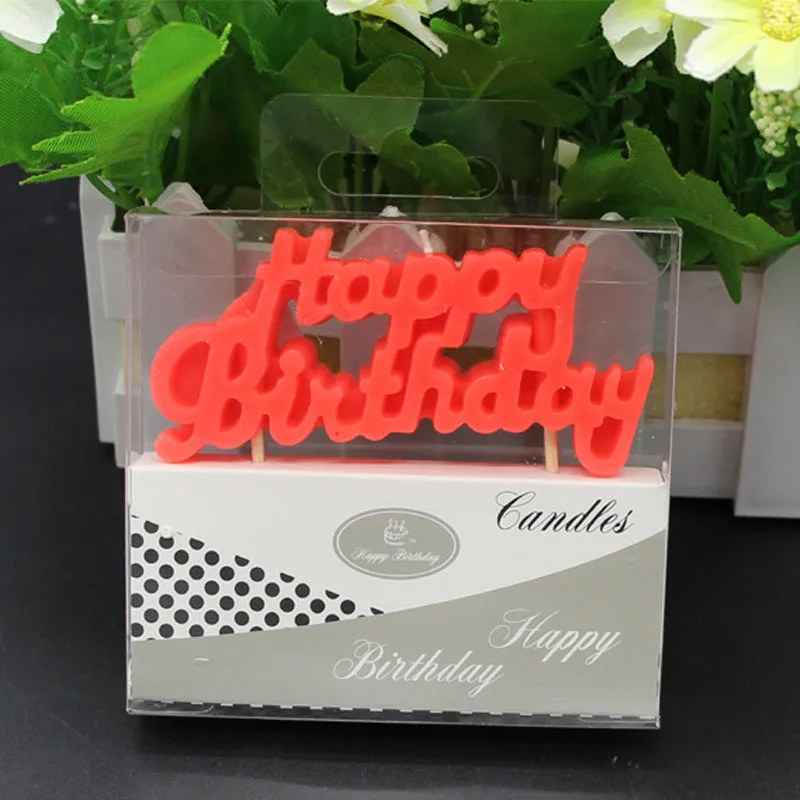 Экологичная однотонная английская свеча с надписью на день рождения для детей
