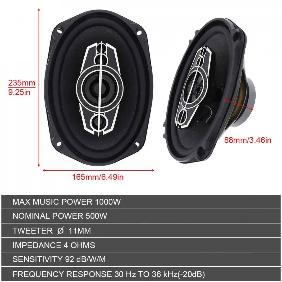 2 шт. автомобильные коаксиальные Hi Fi колонки 12 В 6 Х9 дюймов 1000 Вт|Коаксиальные