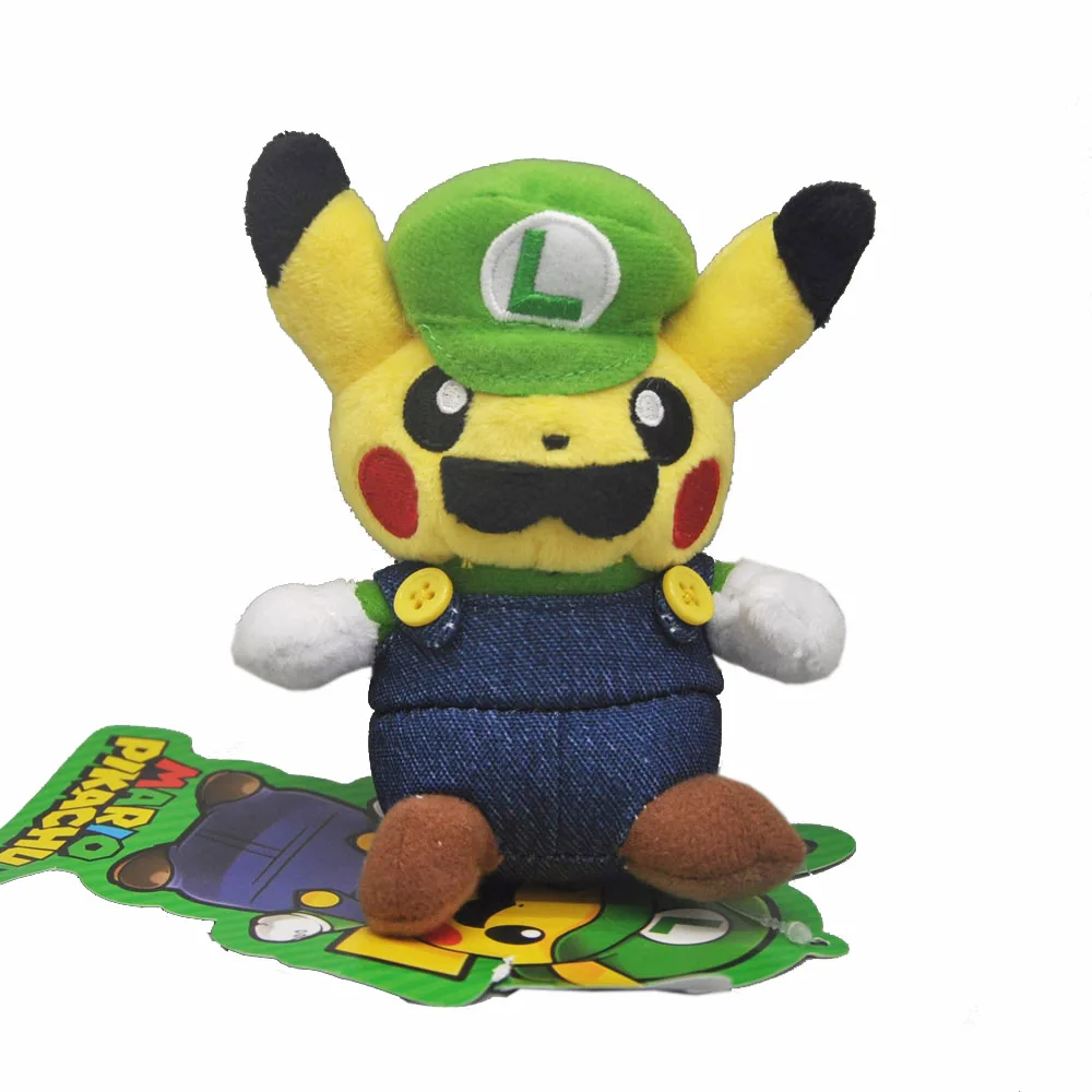 Luigi Pikchu 11cm Mimikyu Mudkip Mew Meowth Psyduck Poliwag Raichu Rotom Snorlax Totodile Treecko Vlupix Wobbuffet Zygarde Voltorb плюшевые игрушки SYQQ - Цвет: Luigi Pikchu 11cm