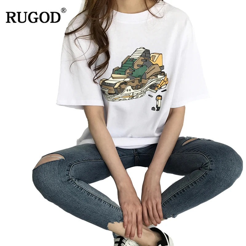 Женская трикотажная футболка Rugod Повседневная стильная с круглым вырезом Модные