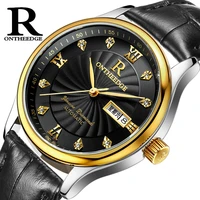 reloj hombres genuine leather strap bracelet watch male wristwatch gold waterproof mens clock