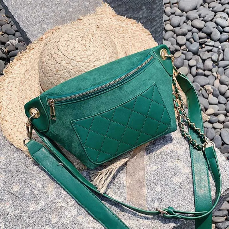 Green Waist Packs Женские сумки модные дамские поясные сумки повседневные Lingge сумки через плечо для девочек одноцветная сумка через плечо женский банан поясная сумка - Цвет: Green Waist Packs