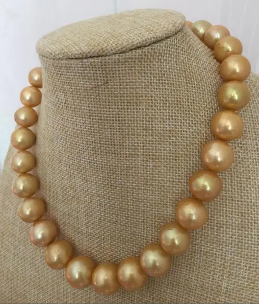 GORGEOUS 14-16mm south sea round gold pearl necklace 18inch 14k | Украшения и аксессуары