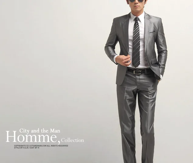 Мужской костюм (пиджак + брюки галстук) повседневный деловой для свадебной