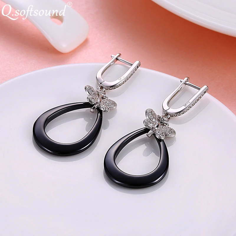 Новые керамические свадебные серьги капли из стерлингового серебра 925 пробы для