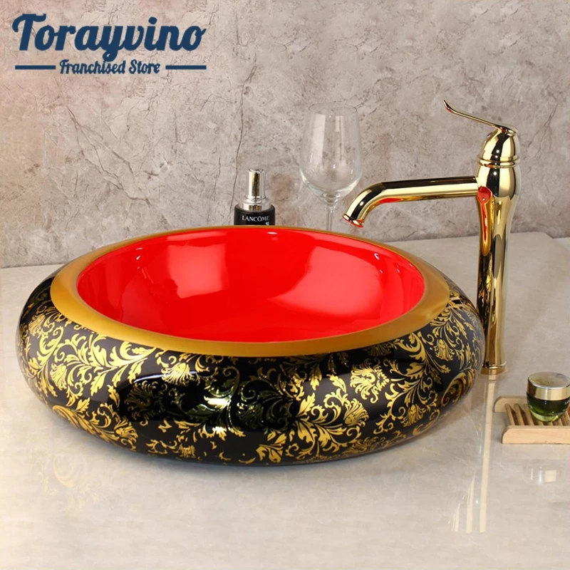Torayvino роскошный набор для раковины золотой кран ванной комнаты столешница