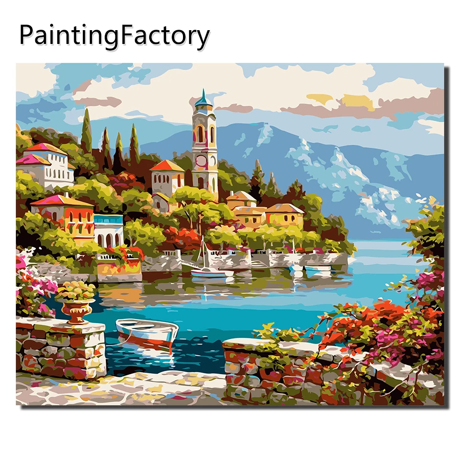 PaintingFactory часы с изображением моря картина по номерам на холсте Современная Лодка