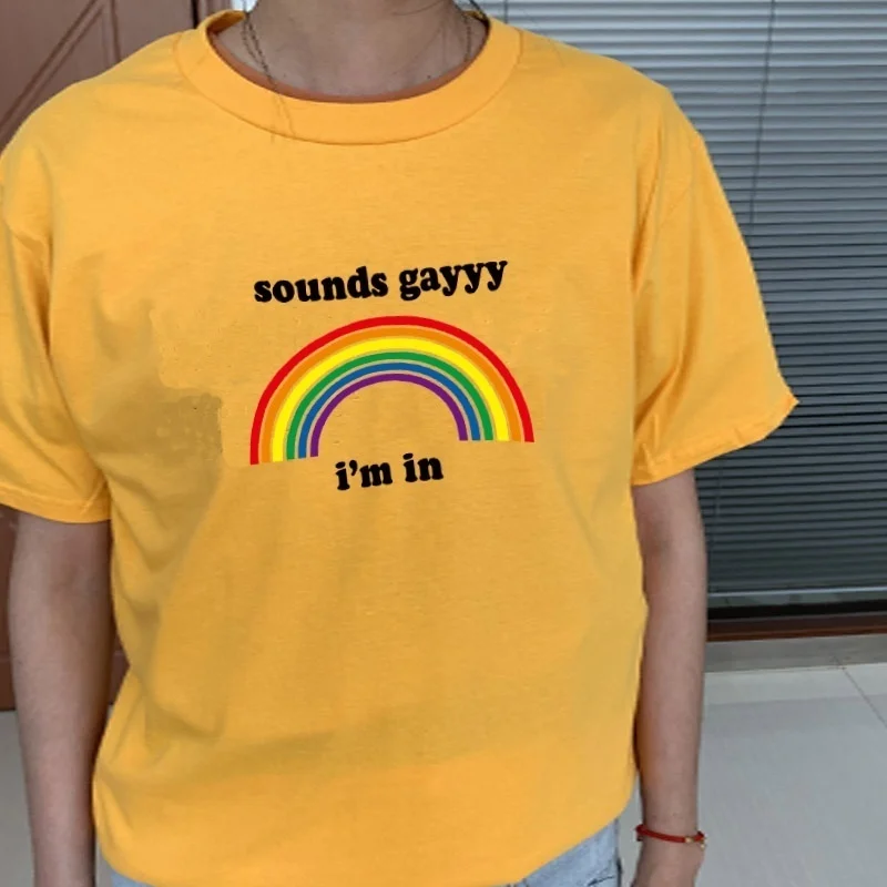 Fashionshow-JF Sounds Gayyy I'm in Rainbow футболка с надписью для мужчин и женщин коротким