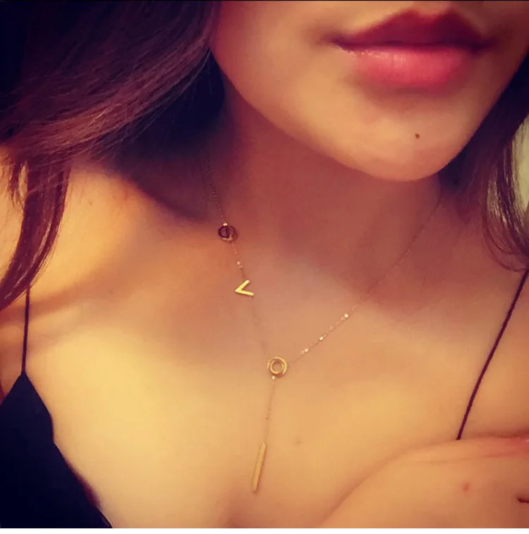 

YUNRUO Elegant Short Chain LOVE Pendant Necklace Titanium Steel Rose Gold Color Woman Jewelry gift Never Fade Free Shipping