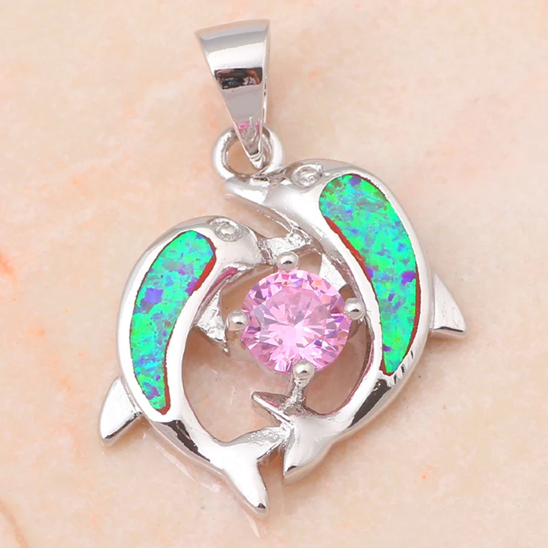 Дельфины Hotselling онлайн популярный стиль фиолетовый огненный опал Серебро штамп