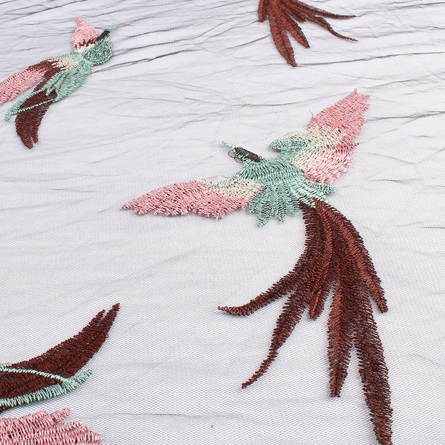 145 см широкая сетка для вышивки летящими птицами кружевная ткань свадебных