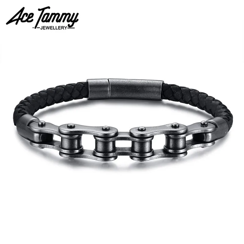Нержавеющая сталь велосипедная цепь кожаный американский стиль черный мужской