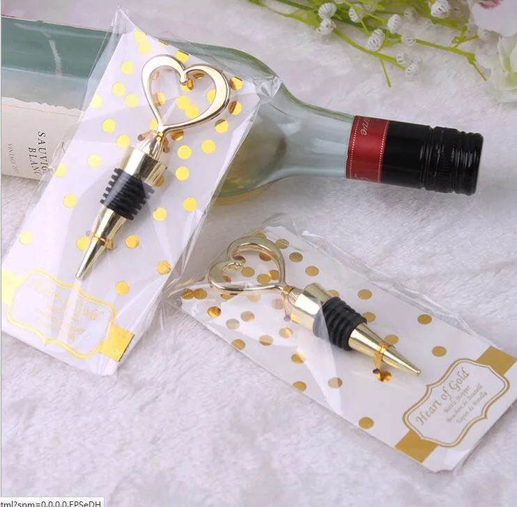 50 шт./лот свадебный подарок гостей в форме сердца золотого вина пробка для