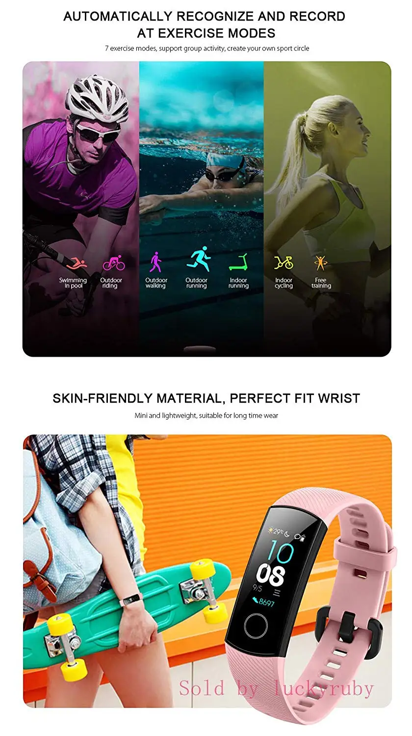 Huawei Honor Band 4 фитнес-браслет, умный Браслет, водонепроницаемый, для плавания, осанки, обнаружения пульса, сна, оснастки, фитнес-трекер, Reloj
