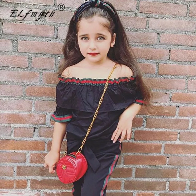 2019 Одежда для девочек с открытыми плечами roupas infantis menina Conjunto Infantil комплекты