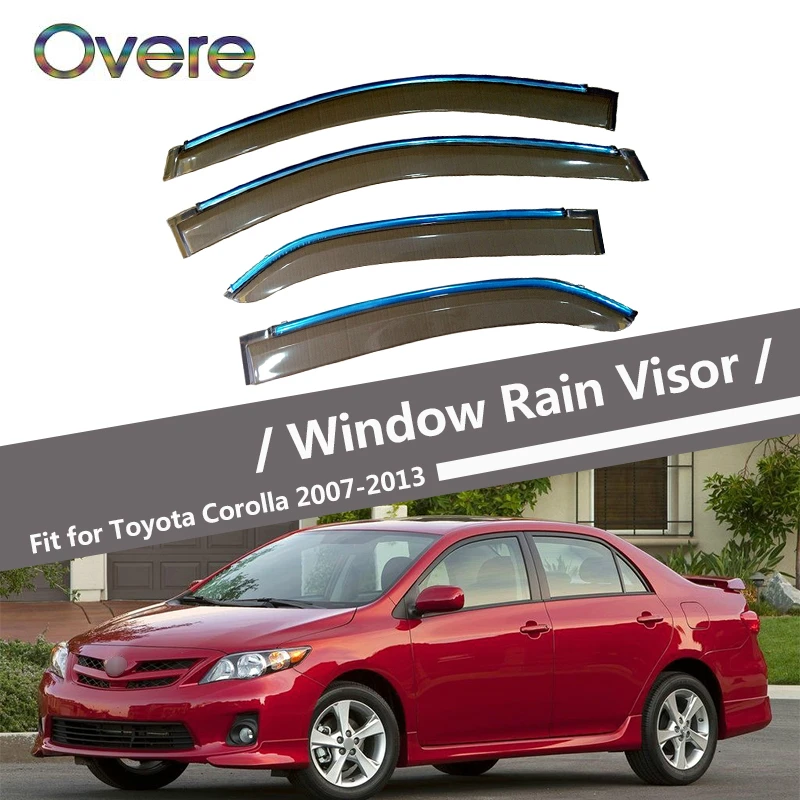 

Overe 4Pcs/1Set Smoke Window Rain Visor For Toyota Corolla E140/E150 2007-2010 2011 2012 2013 Awnings Shelters Accessories
