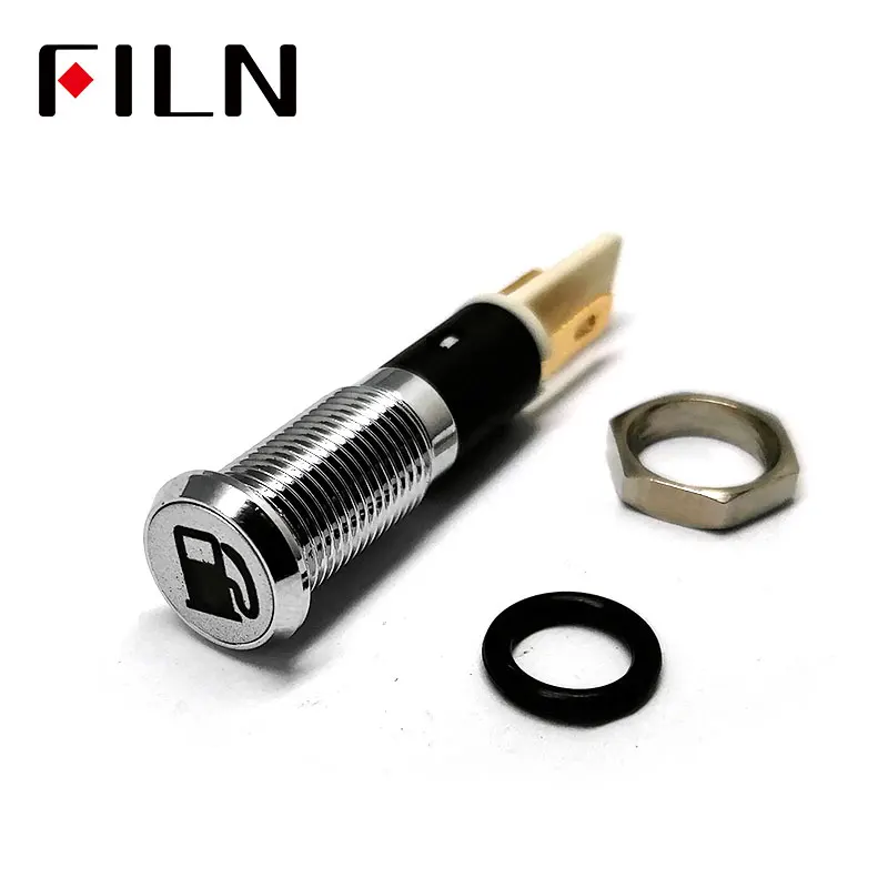 FILN 8mm C13 Car dashboard silver shell Fuel tank cap marking 12v led indicator light with Solder foot | Лампы и освещение