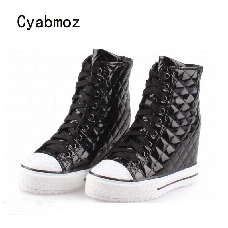 Cyabmoz/пикантные женские туфли на платформе и высоком каблуке, увеличивающие рост вечерние женские туфли в клетку женские туфли-лодочки Zapatos mujer Tenis feminino