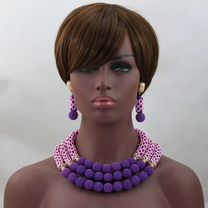 Очаровательный нигерийский Свадебный комплект ювелирных изделий из бисера в