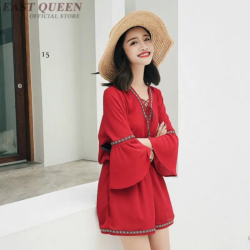 Combishort femme Летний стиль комбинезон шорты пляжная мода Бохо одежда combi короткие AA3255