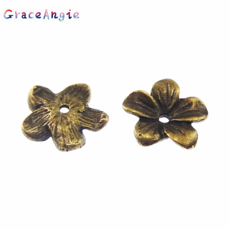 GraceAngie 60 шт Atq бронзовые бусины из сплава в форме цветка, колпачок, 13*13*2 мм, 04164, модные ювелирные изделия ручной работы