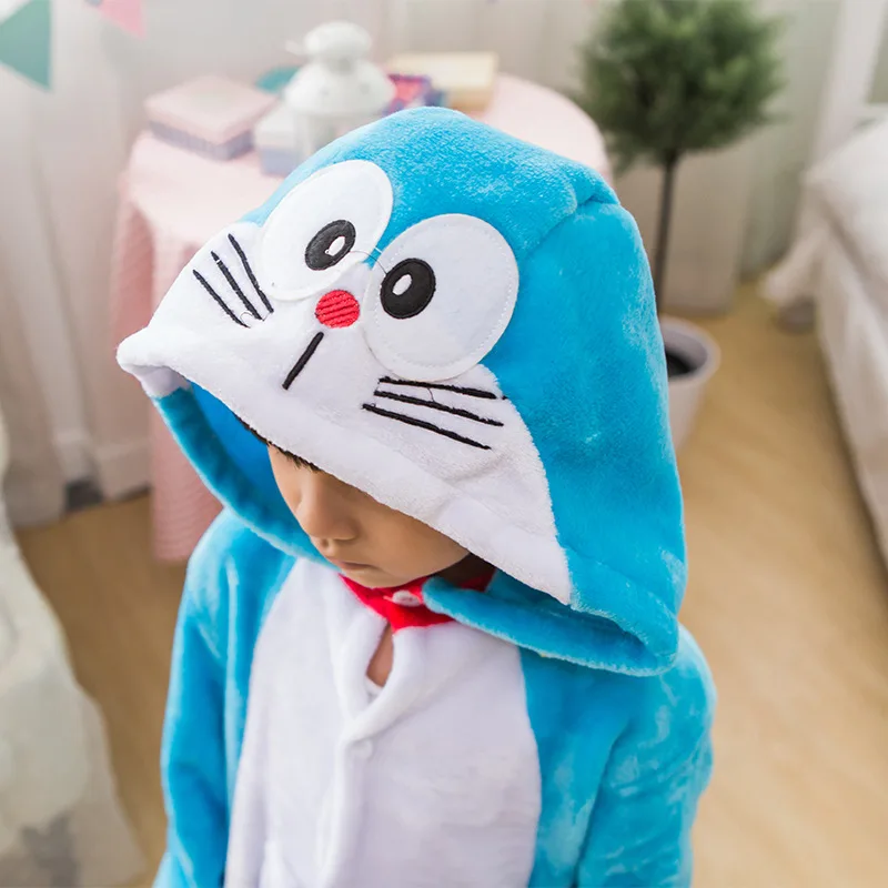 Пижамный костюм Doraemon Детский комбинезон с животными зимняя теплая Фланелевая