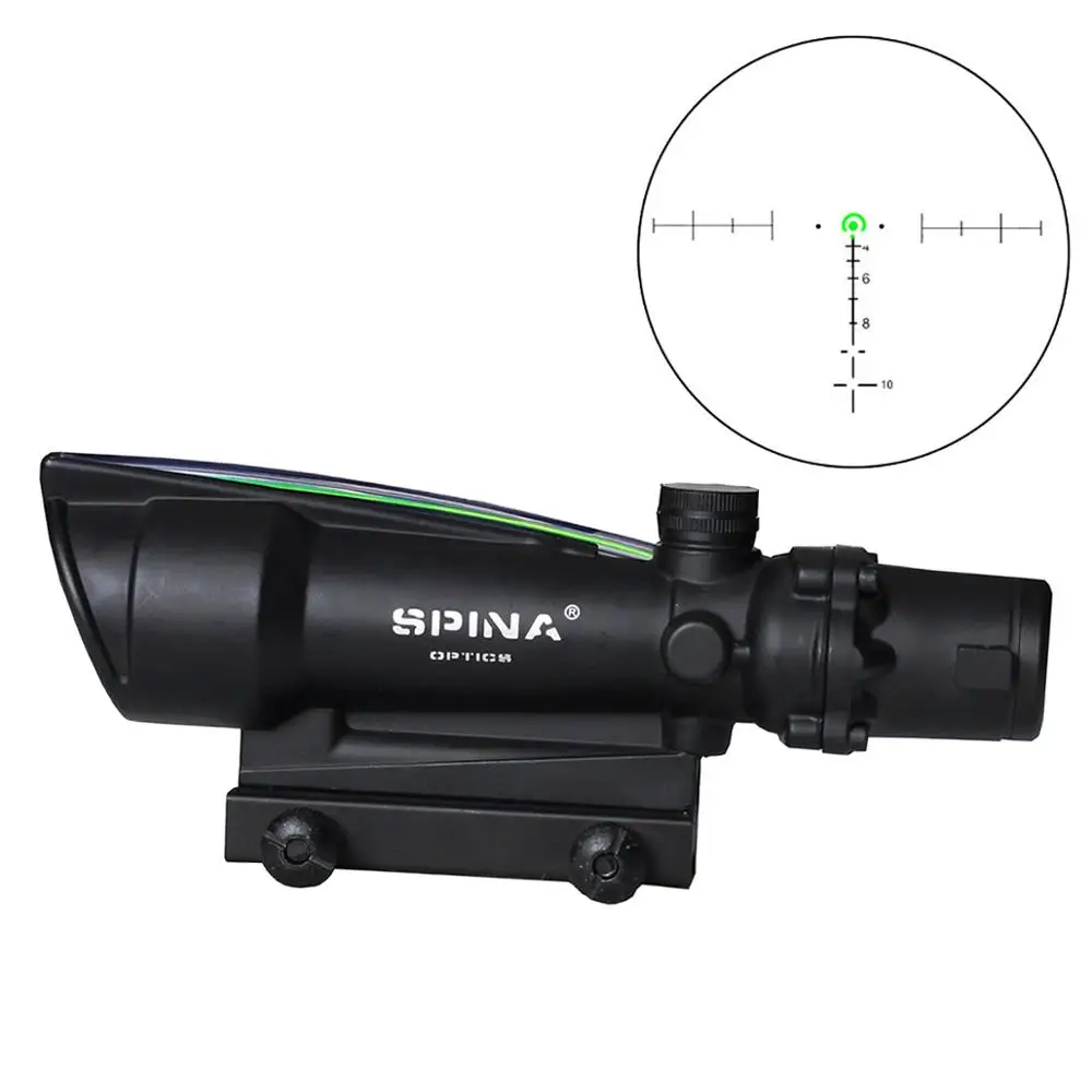 Green fiber Охотничий ACOG 5x35 тактический прицел оптика оптоволоконный прицел с подсветкой прицел с 3 модели сетки для cal. 223. 308 винтовки - Цвет: Green fiber