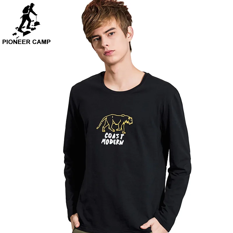 Пионерский лагерь Футболка мужская весна длинный рукав круглый вырез брендовая