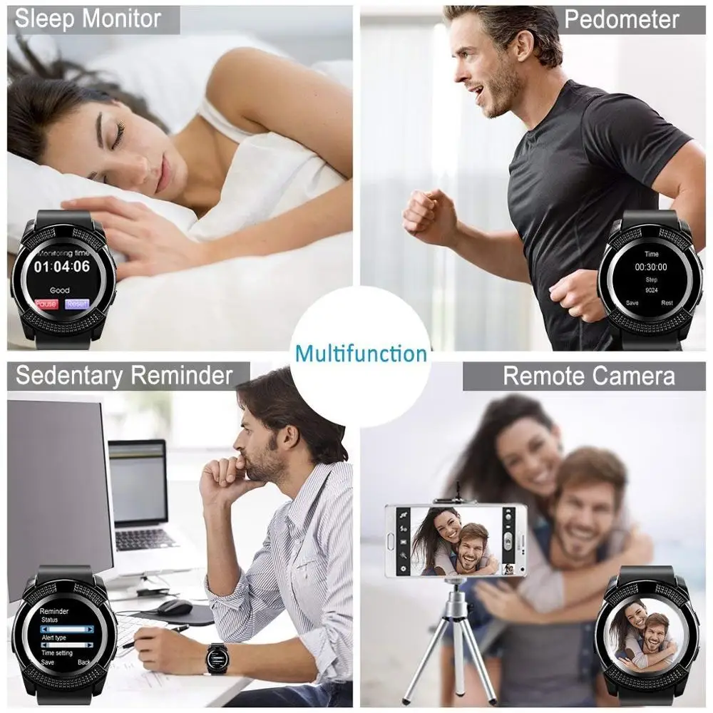 Умные часы умные для телефонов Android сенсорный экран с камерой Bluetooth телефон