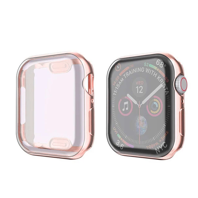 rose gold Чехол для экрана из ТПУ для Apple Watch Series 4 3 2 мягкий прозрачный чехол 40 мм 44 мм 38 мм 42 мм для iWatch Case Аксессуары - Цвет: rose gold
