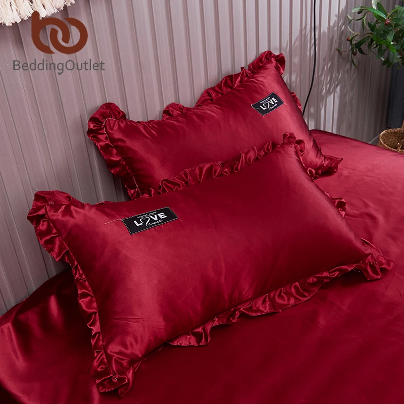 BeddingOutlet атласные шелковые Роскошные наволочка сплошной подушка в виде елки