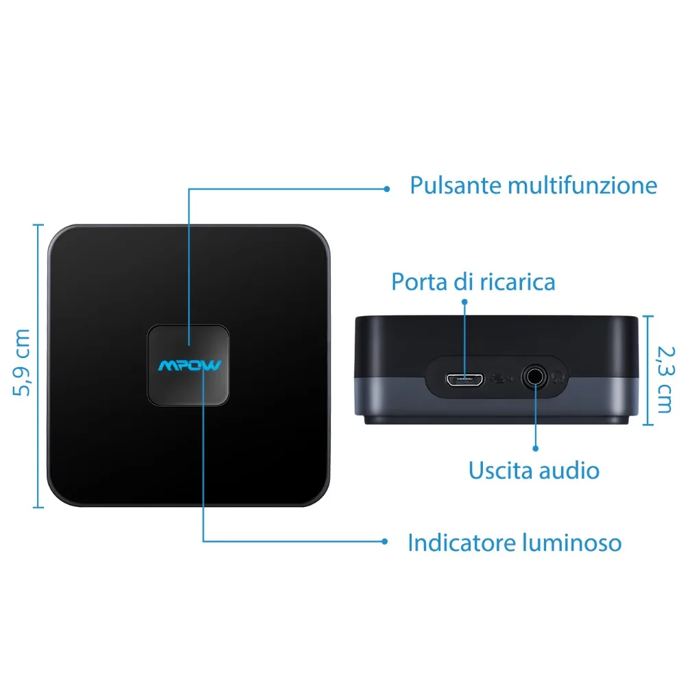 Mpow Bluetooth 4,1 приемник беспроводной аудио адаптер с высококачественным стереозвуком и встроенным аккумулятором Bluetooth музыкальный приемник