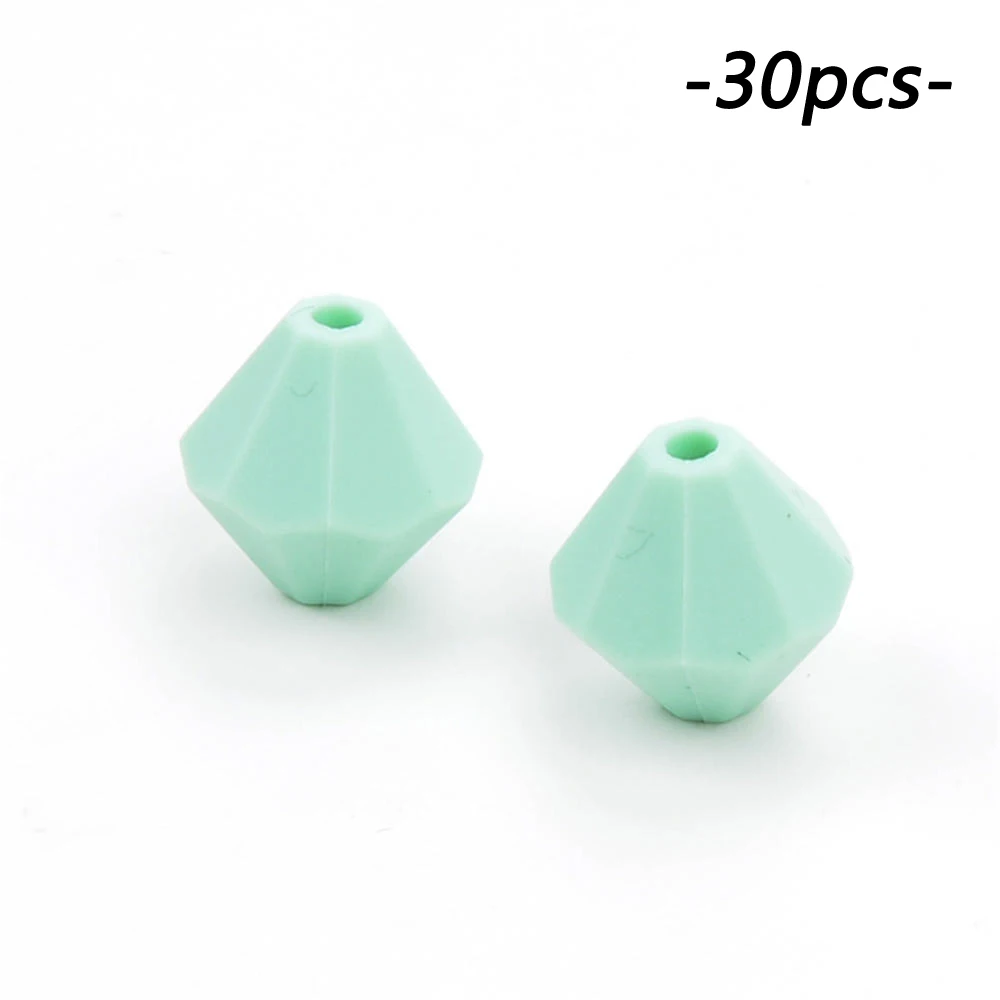 mint 30 шт./партия, алмазные Прорезыватели для зубов, бусины для еды, силиконовые игрушки для прорезывания зубов, геометрические свободные бусины, ювелирные изделия, аксессуары - Цвет: mint