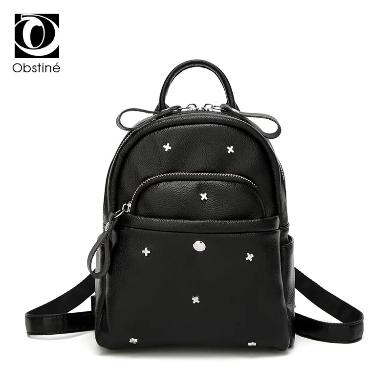 Небольшие рюкзаки женские черные из искусственной кожи Back Pack для девочек мини