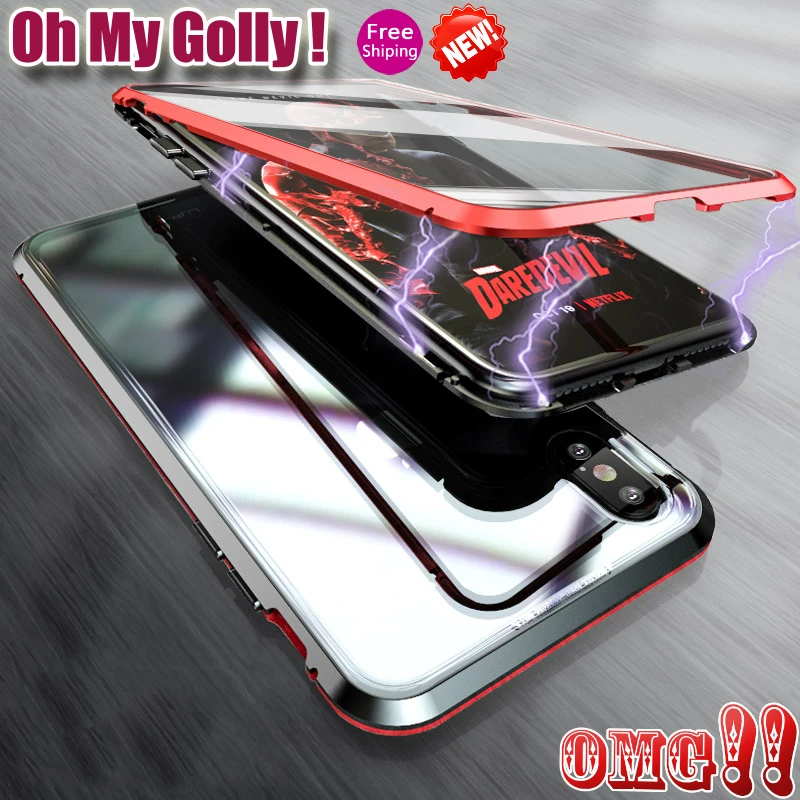 OMG двухсторонняя для стекла Магнитный чехол iphone XS Max X 7 8 Plus Роскошный