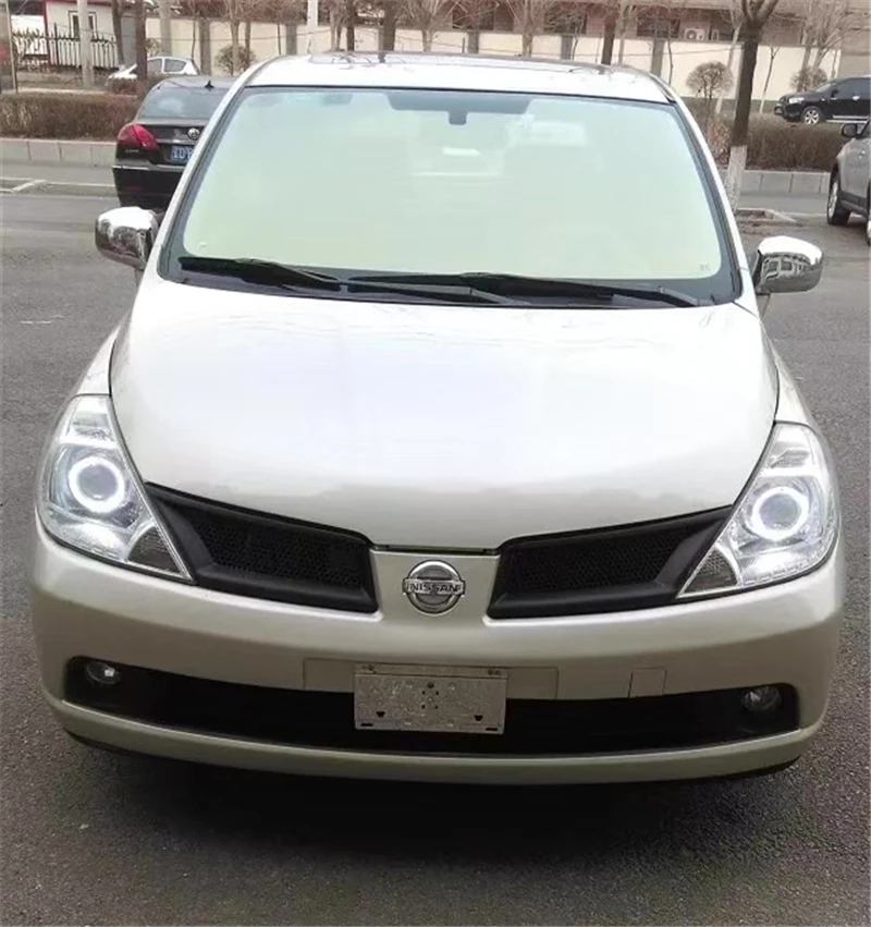 Подходит для гоночных грилей Nissan Tiida, 2005 06, 07 лет, карбоновое волокно, переднее покрытие для гоночной решетки, аксессуары, без логотипа автомобиля