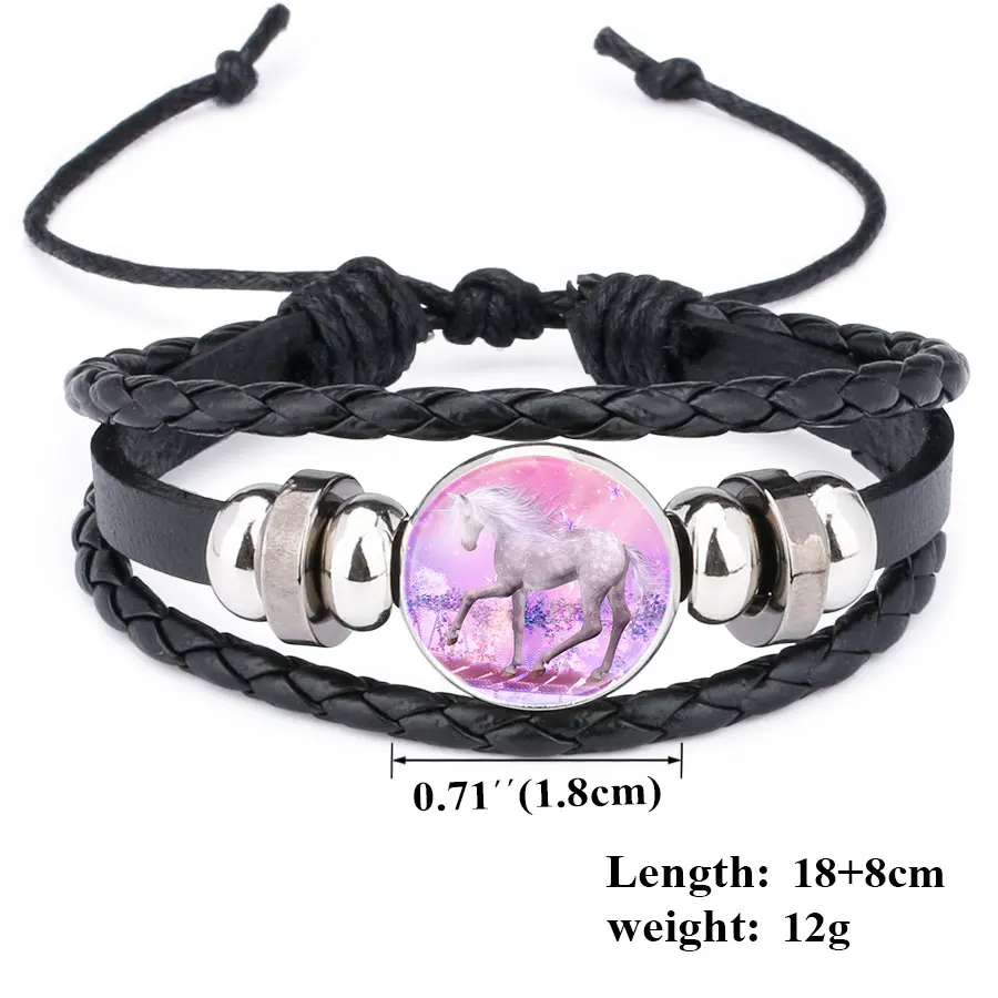 Hot Sale Men Multi Layer Bracelets Unicorn Pegasus Fly Horse Glass Cabochon Braided Leather Beads Bangle For Women | Украшения и