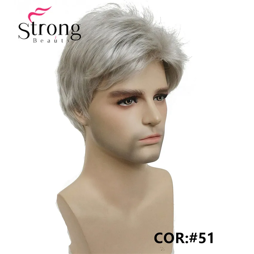 StrongBeauty короткий серебристо-серый парик мужские короткие синтетические волосы парики выбор цвета