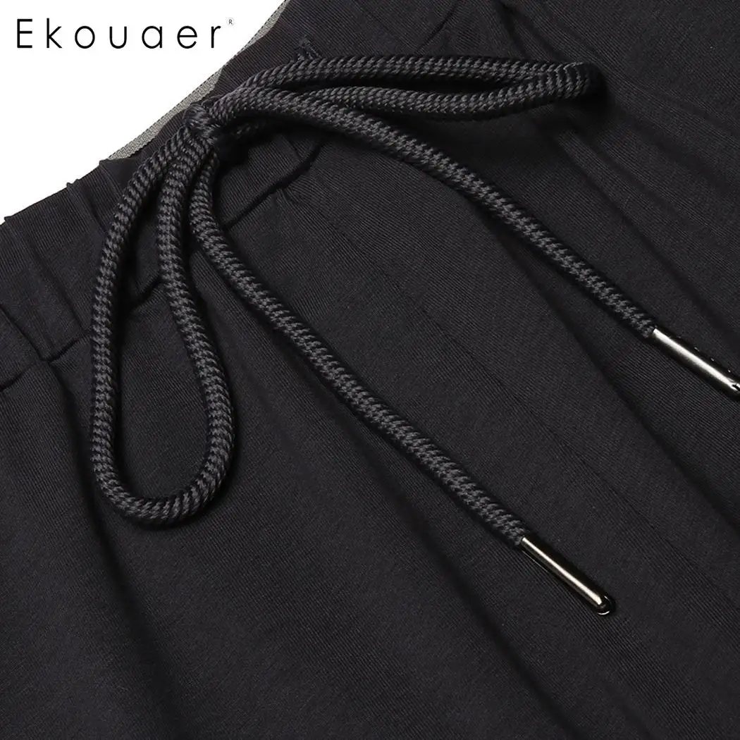 Ekoueaer для женщин Lounge пижамы хлопковые брюки длинные эластичные шнурок талии Обрезанные мягкие повседневные пижамы брюки домашняя одежда