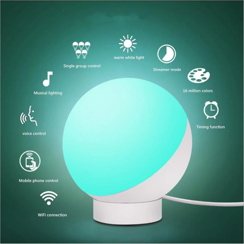 Умная лампа дневного света настольная лампа светодиодный умный wifi Amazon Alexa и Google home Tmall Голосовое управление ночник защита глаз