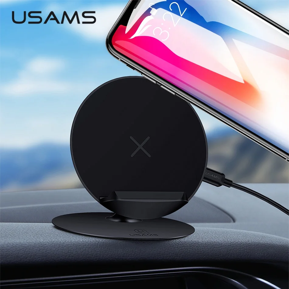 USAMS быстрая Беспроводная зарядная подставка автомобильная для телефона
