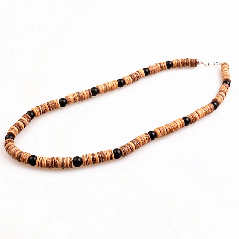 Бусина из натурального дерева и черная бусина 8 мм для серферов ожерелье мужчин