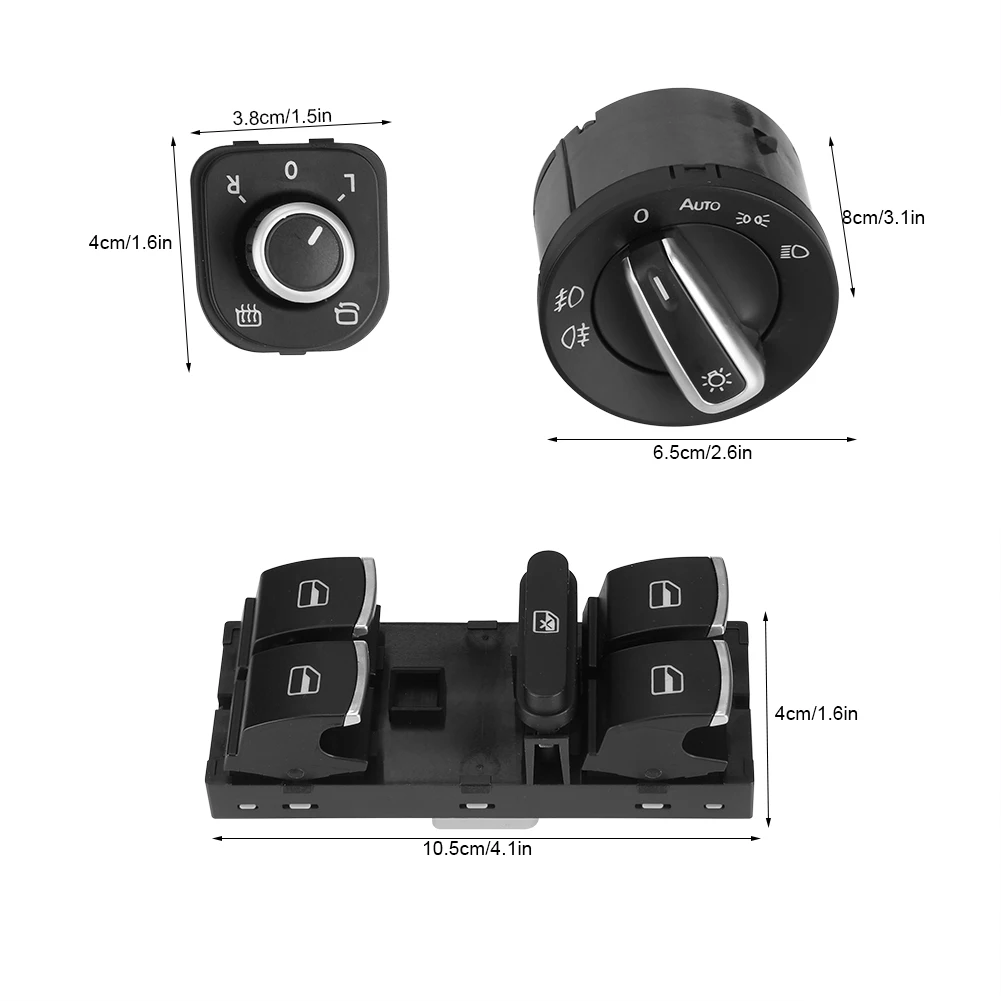 6Pcs Car Headlight Rearview Mirror Power Windows Switch Button Control for GTI MK5 MK6 JETTA GOLF Passat CC RABBIT TIGUAN | Автомобили и
