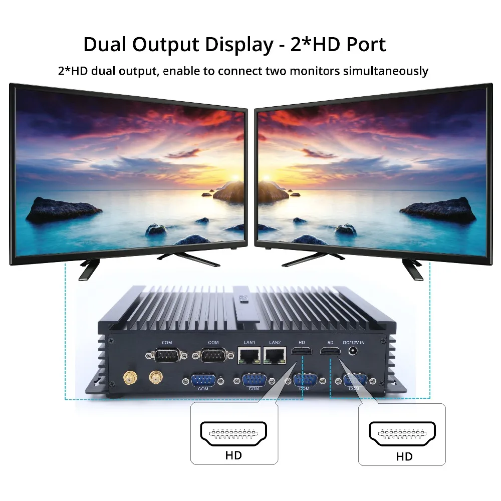 Двойной Lan безвентиляторный мини ПК i5 4200U i3 4010U i7 5550U промышленный компьютер 6 COM 2 HDMI