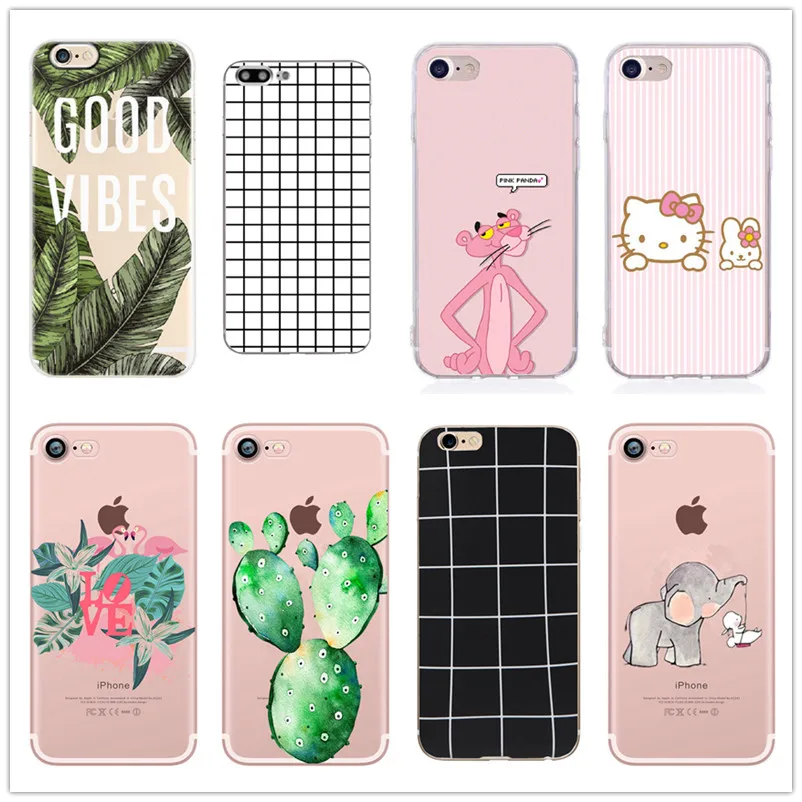 Fundas чехол для iphone 7 Прекрасный мультяшный прозрачный TPU девчачий защитный 6 S SE 5 5S 8